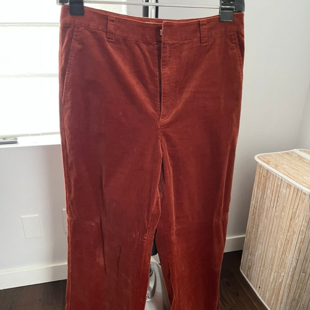 Uniqlo Rust Corduroy Pants EU XL – Soft Textured Straight Fit Casual Trousers